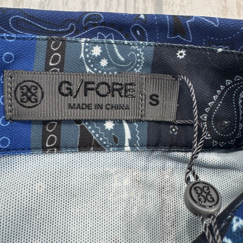 NWT G/FORE Golf Polo Shirt S Small Blue Bandana Tech Pique Slim Fit Mens $120 - Picture 4 of 9